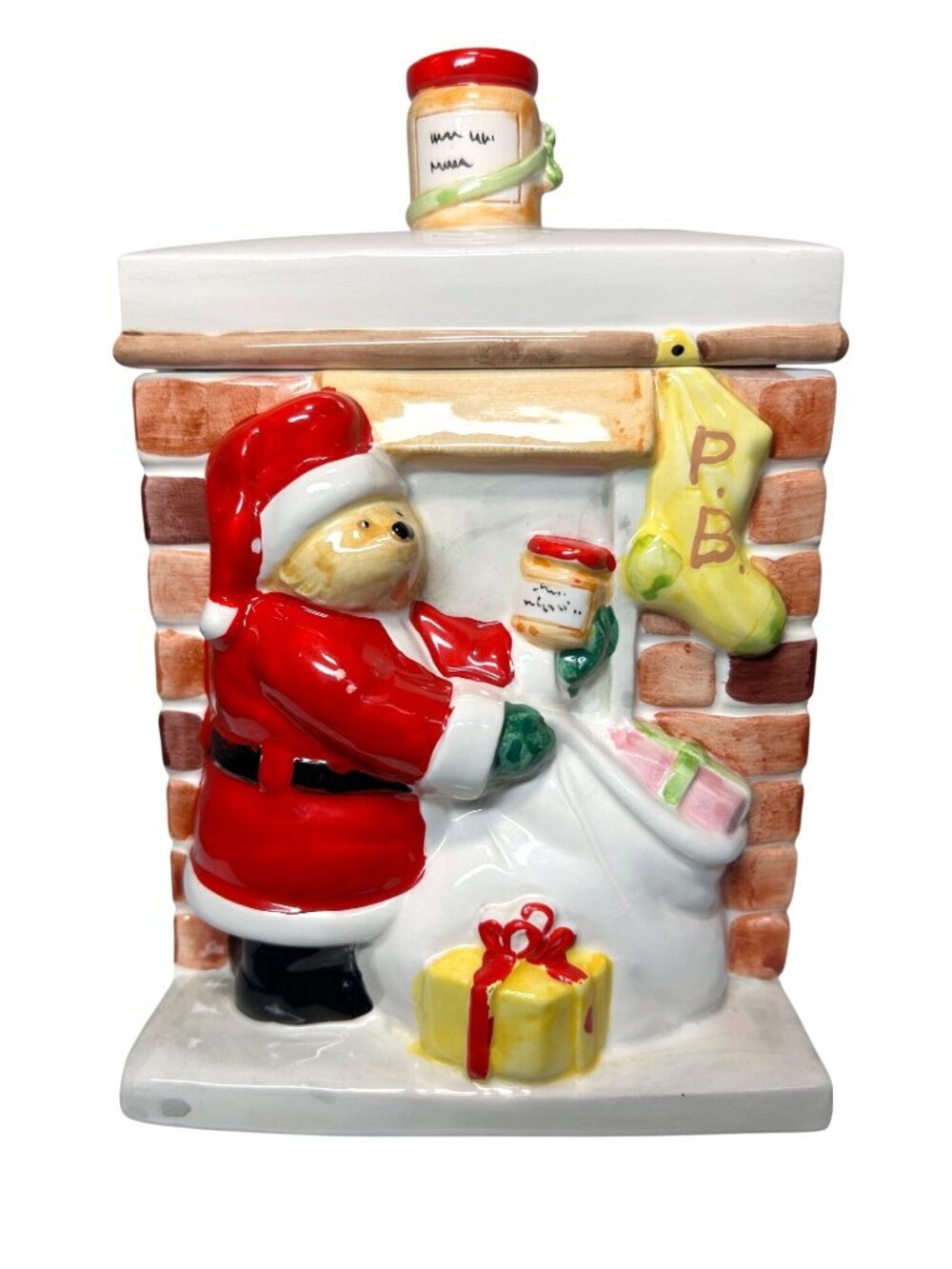Paddington By toscany Eden Ceramic Santa Christmas Cookie Jar 1987 9” Tall